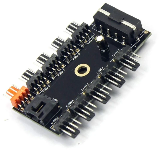 Alt view image 7 of 7 - AJMRTC 1-to-10 PWM Fan Hub Splitter, 12V 4-Pin PWM SATA Powered Fan Speed Controller with LED Indicator, Independent Fan Management for Mini PC, Desktop Chassis, Water Cooling & Multi-Fan Setup