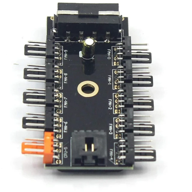 Alt view image 5 of 7 - AJMRTC 1-to-10 PWM Fan Hub Splitter, 12V 4-Pin PWM SATA Powered Fan Speed Controller with LED Indicator, Independent Fan Management for Mini PC, Desktop Chassis, Water Cooling & Multi-Fan Setup