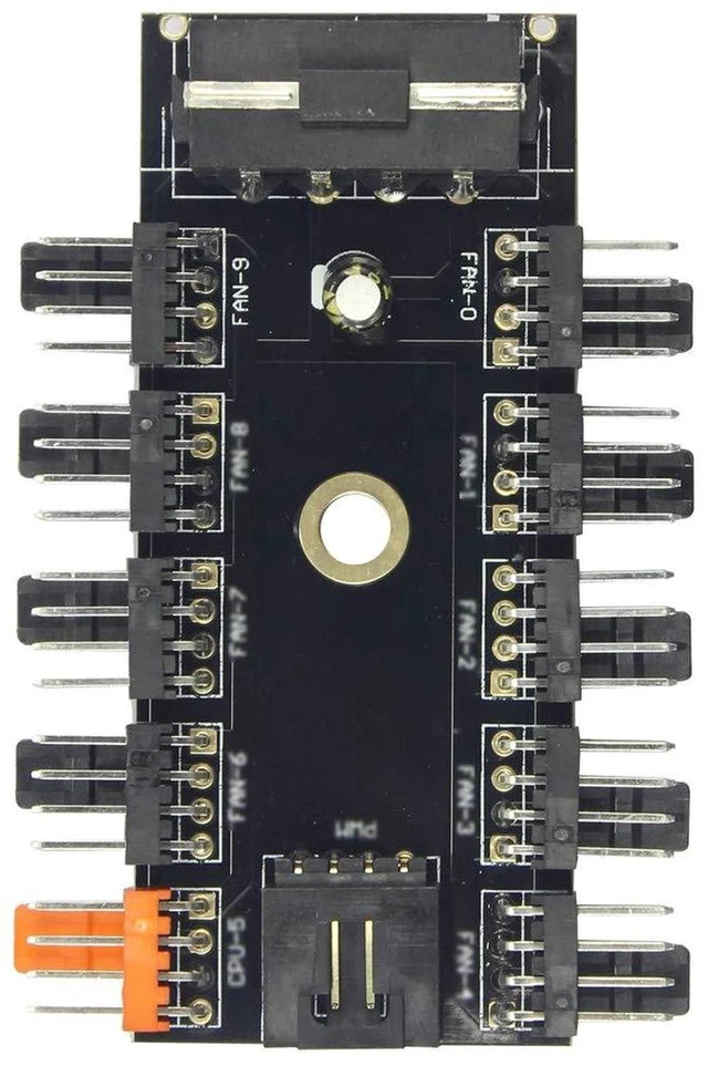 Alt view image 4 of 7 - AJMRTC 1-to-10 PWM Fan Hub Splitter, 12V 4-Pin PWM SATA Powered Fan Speed Controller with LED Indicator, Independent Fan Management for Mini PC, Desktop Chassis, Water Cooling & Multi-Fan Setup
