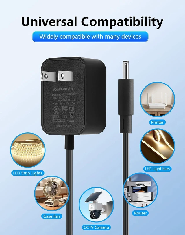 Alt view image 4 of 7 - AJMRTC 12V 1A AC to DC Power Supply Adapter, AC 100-240V Input to DC 12V Output, 3.5mm x 1.35mm Center Positive Plug for Router, Camera, LED Strip, Mini PC and Electronics