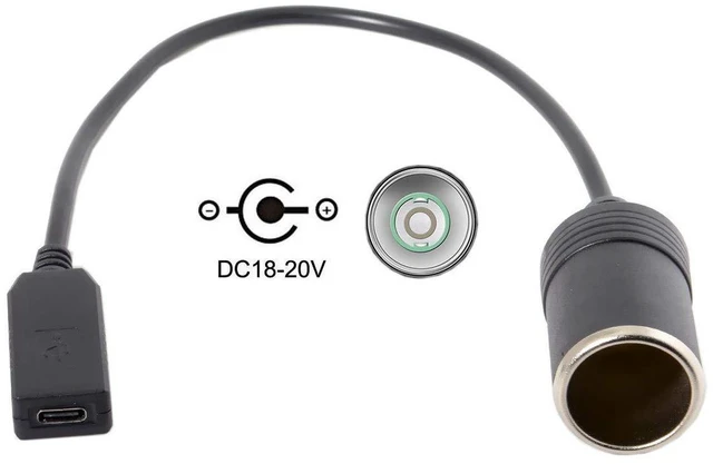 Alt view image 7 of 7 - AJMRTC CY USB C to Cigarette Lighter Receptacle Cable, Built-in PD Trigger Chip, 20V 65W Max Power, Type-C Male to Car Cigarette Lighter Female Socket Power Adapter Cord for Car Air Pump, Dash Cam
