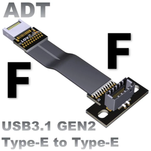 Alt view image 2 of 6 - AJMRTC USB3.1 Gen2 Type-E Male to Female Internal Extension Cable, 15cm, 10Gbps High Speed Header Cord with Mount Screw Holes for Motherboard USB C Front Panel Expansion, ITX Custom PC Build