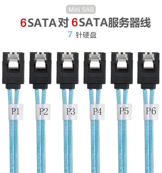 Alt view image 2 of 6 - AJMRTC Mini SAS SAS4.0 Breakout Cable, 100CM 180 Degree, Mini SAS to 6 x SATA 7Pin Female Data Cable, 24Gbps High Speed Storage Cord for Server, RAID HBA, NAS, SATA HDD SSD Backplane Expansion