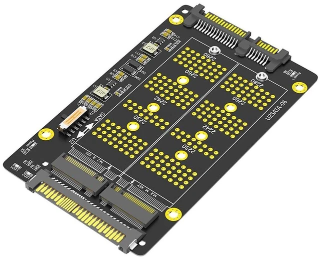 Main image of AJMRTC 2-in-1 M.2 NVMe M-Key & B-Key SATA SSD Adapter, M.2 NGMe SSD to SFF-8639 U.2 + M.2 SATA to SATA Converter, Supports 2230 2242 2260 2280 SSD for Server, PC Storage Upgrade