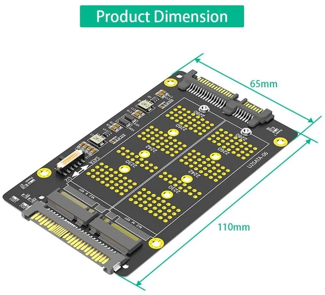 Alt view image 4 of 7 - AJMRTC 2-in-1 M.2 NVMe M-Key & B-Key SATA SSD Adapter, M.2 NGMe SSD to SFF-8639 U.2 + M.2 SATA to SATA Converter, Supports 2230 2242 2260 2280 SSD for Server, PC Storage Upgrade
