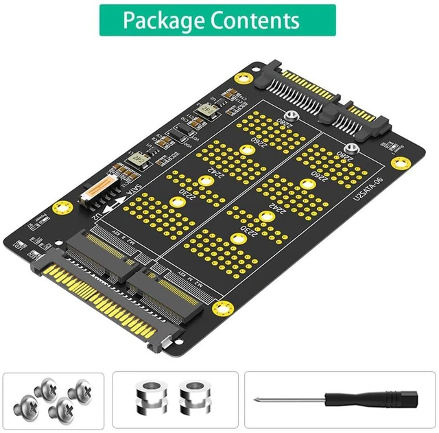 Alt view image 5 of 7 - AJMRTC 2-in-1 M.2 NVMe M-Key & B-Key SATA SSD Adapter, M.2 NGMe SSD to SFF-8639 U.2 + M.2 SATA to SATA Converter, Supports 2230 2242 2260 2280 SSD for Server, PC Storage Upgrade