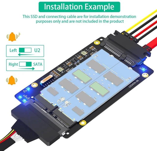 Alt view image 2 of 7 - AJMRTC 2-in-1 M.2 NVMe M-Key & B-Key SATA SSD Adapter, M.2 NGMe SSD to SFF-8639 U.2 + M.2 SATA to SATA Converter, Supports 2230 2242 2260 2280 SSD for Server, PC Storage Upgrade