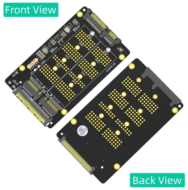Alt view image 6 of 7 - AJMRTC 2-in-1 M.2 NVMe M-Key & B-Key SATA SSD Adapter, M.2 NGMe SSD to SFF-8639 U.2 + M.2 SATA to SATA Converter, Supports 2230 2242 2260 2280 SSD for Server, PC Storage Upgrade