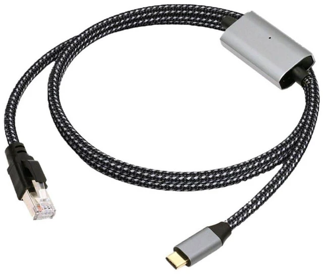 Main image of AJMRTC USB 3.1 Gen2 Type-C to RJ45 Gigabit Ethernet Cable, ASIX AX88179 Chipset, CAT7 Nylon Braided 1.2M LAN Network Cord, 10/100/1000Mbps, for Laptop, Mini PC, NAS, Switch