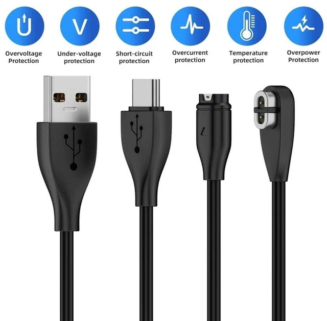 Alt view image 4 of 7 - AJMRTC 2-Pack 2-in-1 Magnetic Charging Cable, USB A & USB C to 2Pin / 4Pin Magnetic Connector, 5V 1A, 3.28FT, Compatible with Shokz Headphones, Garmin Watch, Portable Wearable Devices