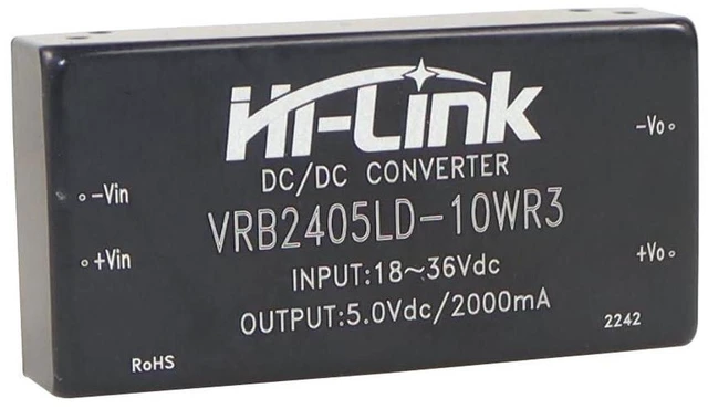 Main image of AJMRTC 10D2405B Isolated DC-DC Converter Module, 10W 24V to 5V 2000mA, 1500V Isolation, 1836V 2:1 Wide Input, DIP Through Hole Switching Power Module for Industrial Control, Instrument, Embedded Syst