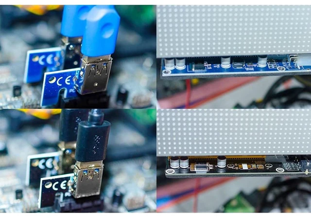 Alt view image 7 of 7 - AJMRTC VER009S PCI-E 1X to 16X Riser Card, USB3.0 GPU Extension Adapter with 6-Pin Extra Power, 60CM Blue USB Cable for Graphics Card, Mining Rig & DIY PC Build