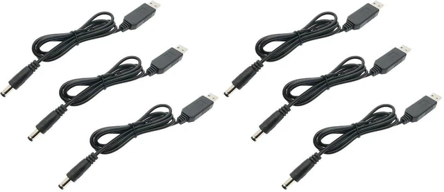 Main image of AJMRTC 3Pcs USB to DC Step Up Cable, 5V to 12V Voltage Boost Converter Cord, Max 10W, DC 5.5mm x 2.1mm Male Plug for Router, LED Light, Mini Fan
