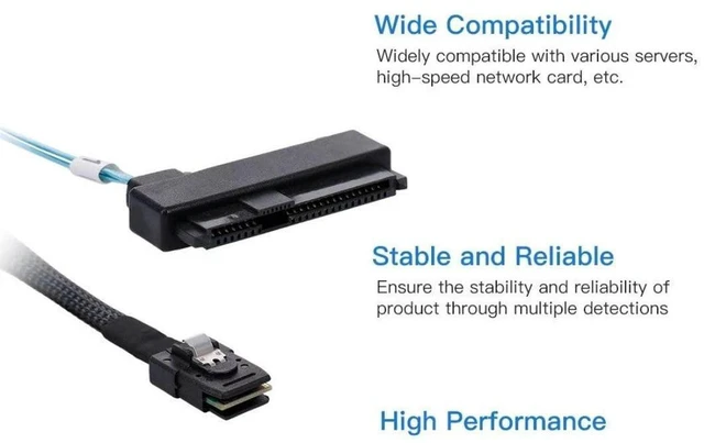 Alt view image 7 of 7 - AJMRTC Mini SAS SFF-8087 36Pin to 4 x SFF-8482 SAS Hard Drive Fanout Cable, 0.5M, with IDE 4Pin Power Connector for RAID HBA Controller Server Storage