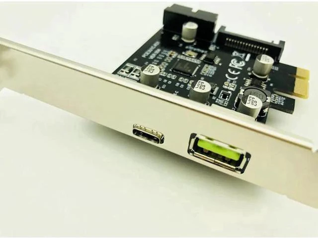 Alt view image 3 of 5 - AJMRTC PCIe to USB 3.1 Type-C Expansion Riser Card, 5Gbps, 2.4A Fast Charging, with 19Pin Internal Header for Desktop Front Panel & Mining Rig