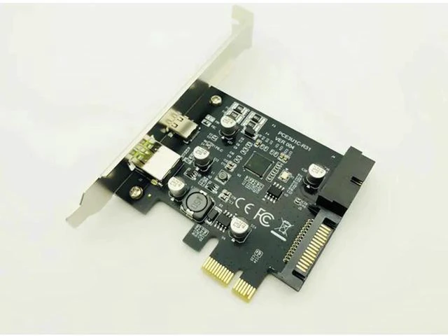 Alt view image 5 of 5 - AJMRTC PCIe to USB 3.1 Type-C Expansion Riser Card, 5Gbps, 2.4A Fast Charging, with 19Pin Internal Header for Desktop Front Panel & Mining Rig