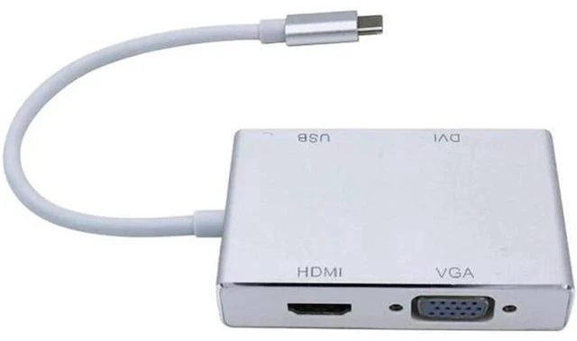 Alt view image 2 of 4 - AJMRTC 4 in 1 USB 3.1 Type C Multiport Adapter, USB-C to HDMI DVI VGA USB3.0 Converter Cable, 4K Video Output for Laptop, MacBook, Chromebook, Monitor, Projector