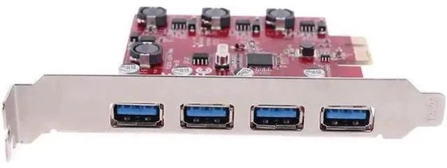 Alt view image 5 of 5 - AJMRTC PCIe to 4-Port USB 3.0 Expansion Card with Independent SATA Power Supply, VL805 Chipset PCI Express X1 USB3.0 Controller Add-on Card, 5Gbps SuperSpeed for Desktop PC, External SSD, Camera