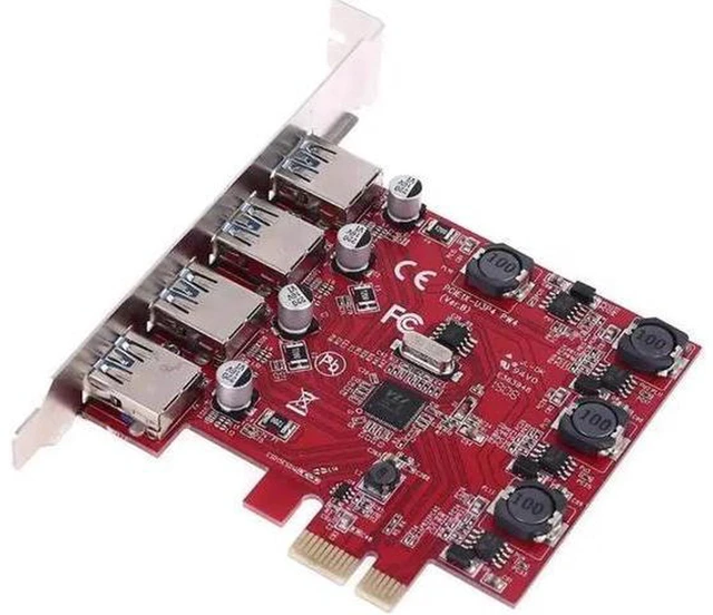 Alt view image 2 of 5 - AJMRTC PCIe to 4-Port USB 3.0 Expansion Card with Independent SATA Power Supply, VL805 Chipset PCI Express X1 USB3.0 Controller Add-on Card, 5Gbps SuperSpeed for Desktop PC, External SSD, Camera
