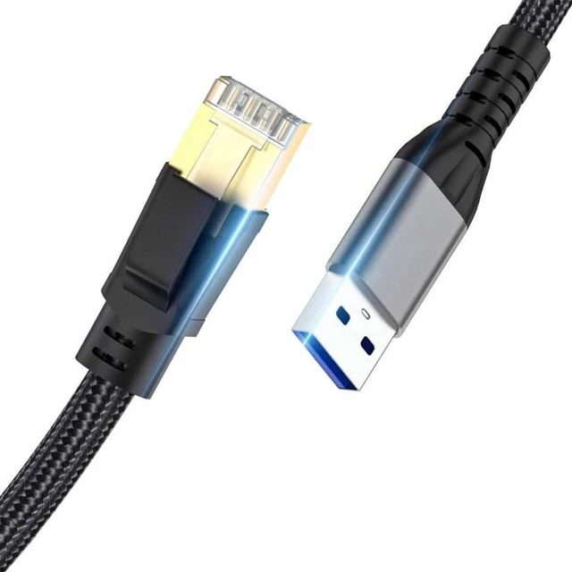 Alt view image 2 of 2 - AJMRTC USB 3.0 to RJ45 Gigabit Ethernet Adapter Cable with AX88179 Chipset, 1000Mbps CAT7 Nylon Braided LAN Network Cord 1.2M for Laptop, PC, Game Console