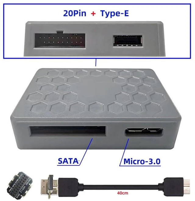 Alt view image 4 of 7 - AJMRTC Micro B to USB3.0 19Pin / USB3.1 Type-E Front Panel Header Hub Adapter, Internal USB Port Multiplier Converter for Desktop Motherboard Front Panel Expansion