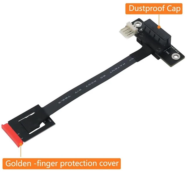 Alt view image 3 of 7 - AJMRTC M.2 NGFF Dual Key A-E to PCI-E 1X Riser Cable, 270° Bend 20cm Extension Adapter with 4Pin FDD Power Connector, for M.2 A-E Key 2230 WiFi / Bluetooth Module, Mini PC Expansion