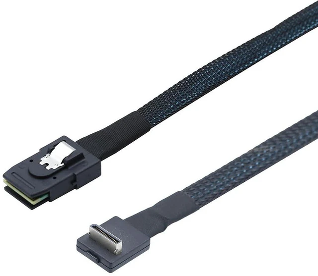 Alt view image 3 of 5 - AJMRTC OCuLink PCIe SFF-8611 4I 90-Degree to Mini SAS SFF-8087 Active Data Cable, 50cm PCIe 4.0 4-Lane Signal Cord for Server, NVMe SSD Backplane, Storage Controller