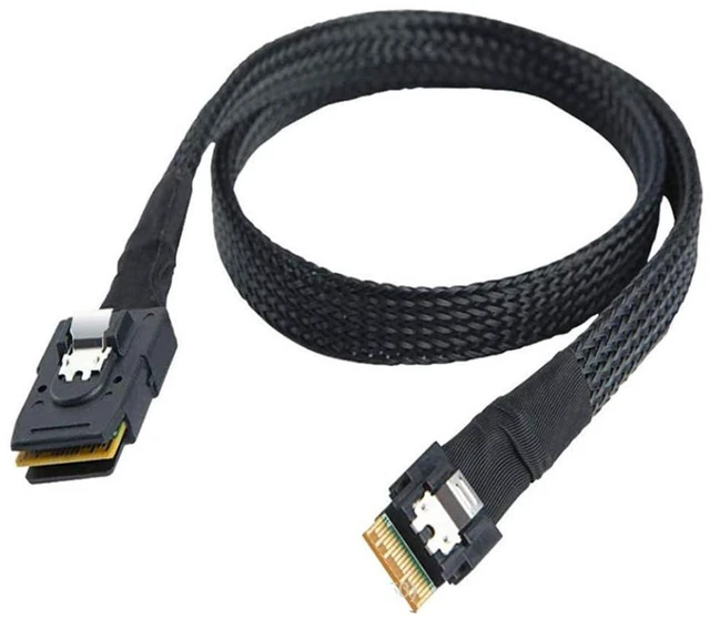 Alt view image 5 of 5 - AJMRTC Mini SAS SFF-8087 to Slimline SAS SFF-8654 4I Storage Cable, 100cm High Speed Server Internal Data Cable for RAID Controller, Backplane, SAS / NVMe Storage Array