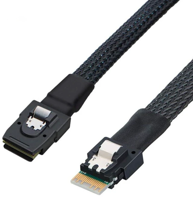 Alt view image 3 of 5 - AJMRTC Mini SAS SFF-8087 to Slimline SAS SFF-8654 4I Storage Cable, 100cm High Speed Server Internal Data Cable for RAID Controller, Backplane, SAS / NVMe Storage Array