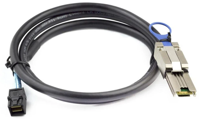 Alt view image 3 of 5 - AJMRTC Mini SAS SFF-8088 to SFF-8643 Storage Server Cable, 4-Lane External Mini SAS to HD Mini SAS Signal Cord, 50cm Twin-Axial High Speed SAS Cable for RAID HBA Controller, Drive Backplane, SAS / SAT