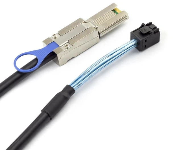 Alt view image 2 of 5 - AJMRTC Mini SAS SFF-8088 to SFF-8643 Storage Server Cable, 4-Lane External Mini SAS to HD Mini SAS Signal Cord, 50cm Twin-Axial High Speed SAS Cable for RAID HBA Controller, Drive Backplane, SAS / SAT