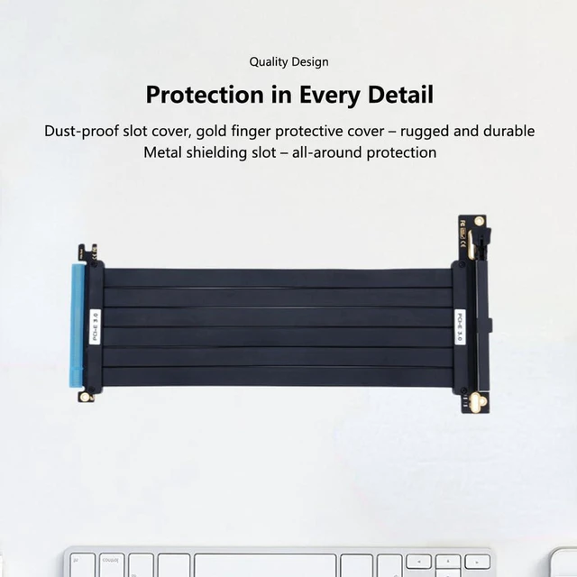 Alt view image 4 of 6 - AJMRTC PCIe 3.0 X16 Vertical GPU Riser Cable, 90 Degree Angled 20cm Flexible Extender Cord, EMI Shielded High Speed PCI Express 3.0 Extension Cable for Vertical Graphics Card Mount, Compatible with MS