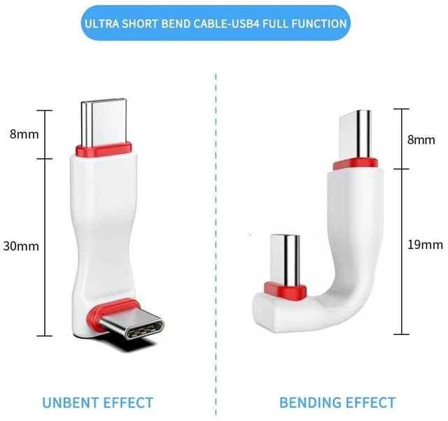 Alt view image 6 of 7 - AJMRTC JY-CC 90 Degree USB-C to USB-C Short Cable, 40Gbps / 20Gbps Super Speed Data Transfer, PD 240W Fast Charging, 8K Video Output, Grey 74mm Flat Cable for Laptop, Tablet, Docking Station