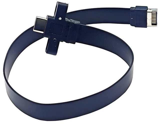 Alt view image 2 of 7 - AJMRTC Type-E to USB-C Female Flat Extension Cable, USB 3.2 Gen2 Front Panel Extender, 10Gbps / 20Gbps High Speed PCI Bracket Adapter, 30cm Internal Cable for Desktop Motherboard