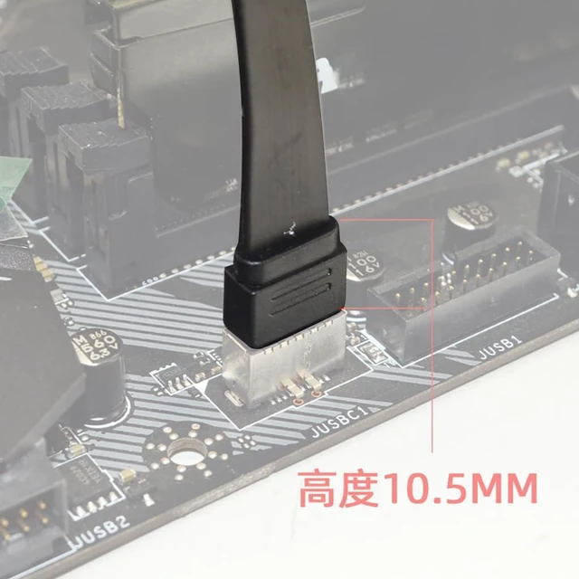 Alt view image 6 of 7 - AJMRTC Type-E to USB-C Female Flat Extension Cable, USB 3.2 Gen2 Front Panel Extender, 10Gbps / 20Gbps High Speed PCI Bracket Adapter, 30cm Internal Cable for Desktop Motherboard