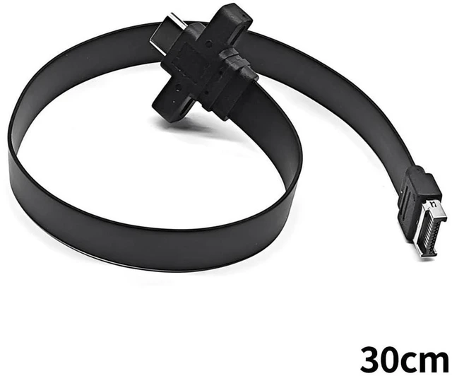 Alt view image 3 of 7 - AJMRTC Type-E to USB-C Female Flat Extension Cable, USB 3.2 Gen2 Front Panel Extender, 10Gbps / 20Gbps High Speed PCI Bracket Adapter, 30cm Internal Cable for Desktop Motherboard