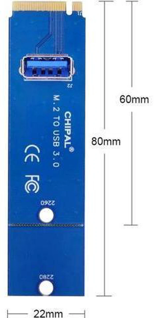 Alt view image 3 of 5 - AJMRTC NGFF M.2 M Key to USB 3.0 Transfer Adapter Card, PCIe M.2 Slot to USB3.0 Converter, Works with PCI-E 1X to 16X Riser Extender for Mining Rig, PC Motherboard Expansion