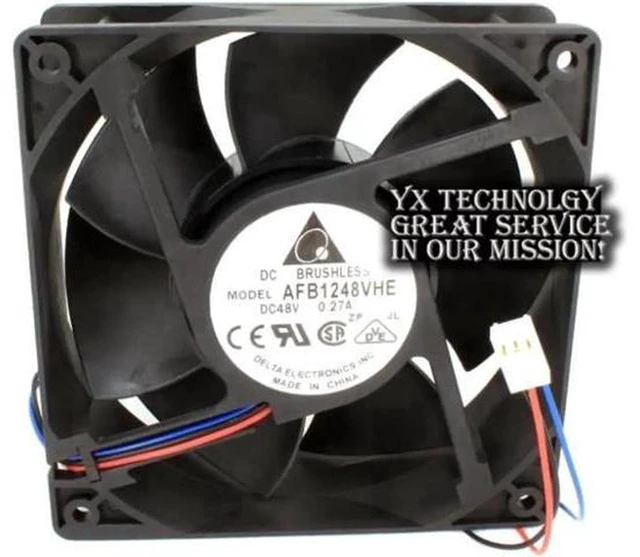 Alt view image 2 of 3 - AJMRTC AFB1248VHE 12038 Cooling Fan, 120x120x38mm DC 48V 0.27A, 3-Wire Dual Ball Bearing High Airflow Axial Fan, Replacement Fan for Server, Inverter, Industrial Cabinet