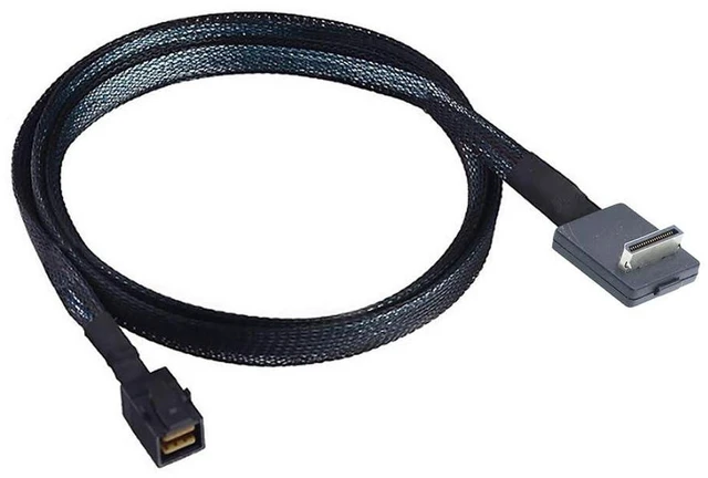 Main image of AJMRTC OCuLink PCIe SFF-8611 4i 32Pin 90 Degree to SFF-8643 Active Cable, Internal High Speed Storage Data Cable for NVMe SSD, RAID Controller, Server Backplane, 100cm