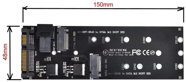 Alt view image 4 of 7 - AJMRTC M.2 NGFF M-Key NVMe PCIe SSD to SFF-8643 Expansion Adapter Card, PCIe x4 Storage Converter for Motherboard, Note: It CANNOT convert NVMe SSD to SATA signal