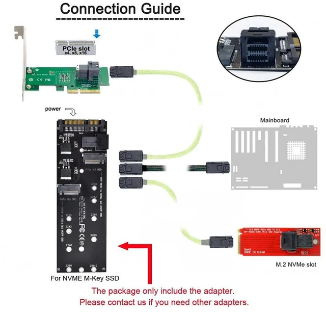 Alt view image 7 of 7 - AJMRTC M.2 NGFF M-Key NVMe PCIe SSD to SFF-8643 Expansion Adapter Card, PCIe x4 Storage Converter for Motherboard, Note: It CANNOT convert NVMe SSD to SATA signal