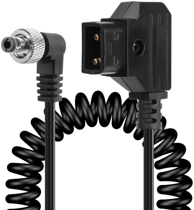 Main image of AJMRTC D-Tap to Locking Right Angled DC 12V Coiled Power Cable, DTap Male to DC5525 (5.5x2.5mm) Barrel Plug, Spring Coiled Replacement Power Cord for V-Mount Gold Mount Battery, Camera Monitor, Video