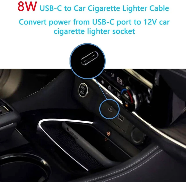 Alt view image 3 of 7 - AJMRTC 1ft USB-C Male to 12V Cigarette Lighter Socket Power Cable, 8W Output Car Adapter Cord for Dash Cam, GPS Tracker, 12V Small Vehicle Accessories