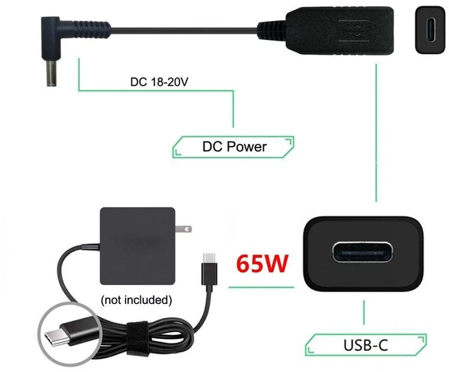 Alt view image 7 of 7 - AJMRTC USB C to DC 20V 4.5x3.0mm PD 65W Trigger Cable, Type-C PD Emulator Power Cord for Laptop Charging, USB-C PD Source to 4.5*3mm DC Barrel Plug