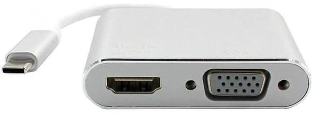 Main image of AJMRTC USB C to HDMI VGA 2 in 1 Adapter, 4K@60Hz HDMI + 1080P VGA Dual Display Converter, Type-C USB3.1 Video Adapter for Laptop, MacBook, Tablet