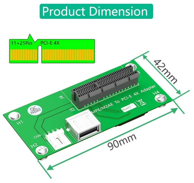 Alt view image 5 of 7 - AJMRTC 2.5Gbps Mini PCI-E to PCIe X4/X8 Riser Card, Vertical X4 Adapter with High Speed FPC Cable & Magnetic Pad for Network Card, SSD, Expansion Card