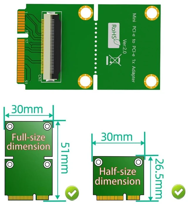 Alt view image 4 of 7 - AJMRTC 2.5Gbps Mini PCI-E to PCIe X4/X8 Riser Card, Vertical X4 Adapter with High Speed FPC Cable & Magnetic Pad for Network Card, SSD, Expansion Card