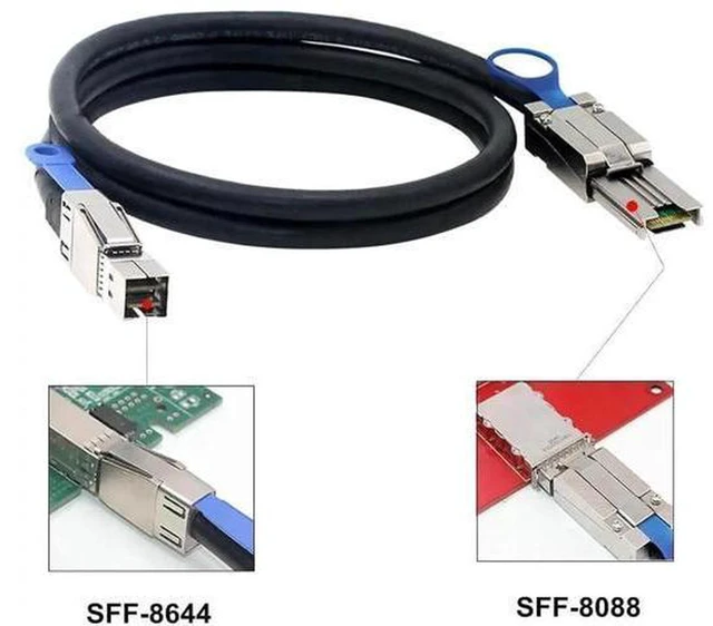 Alt view image 3 of 5 - AJMRTC Mini SAS HD External Cable, SFF-8644 to SFF-8088 6Gbps High Speed SAS Data Cable 2M for RAID Controller, Server, JBOD Storage Enclosure