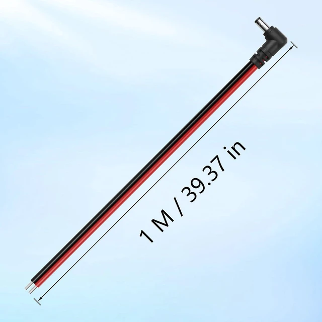 Alt view image 4 of 6 - AJMRTC 2 Pack Right Angle DC5521 Male Power Pigtail Cables, 3.2FT 14AWG 5.5mm x 2.1mm DC Plug Wire for LED Strip, CCTV Camera, Router, DIY Power Project