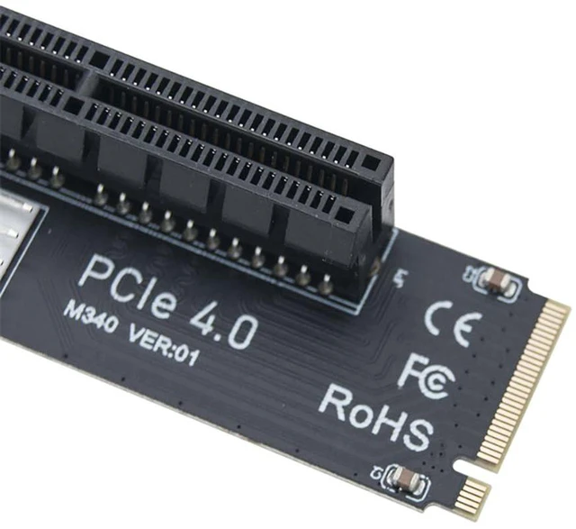 Alt view image 5 of 6 - AJMRTC PCIe 4.0 X4 to M.2 M-Key Adapter Card, Supports PCIe X1 X4 X8 X16 Slot, for M.2 NVMe 2260 2280 SSD, Comes with SATA Cable for Desktop PC SSD Expansion